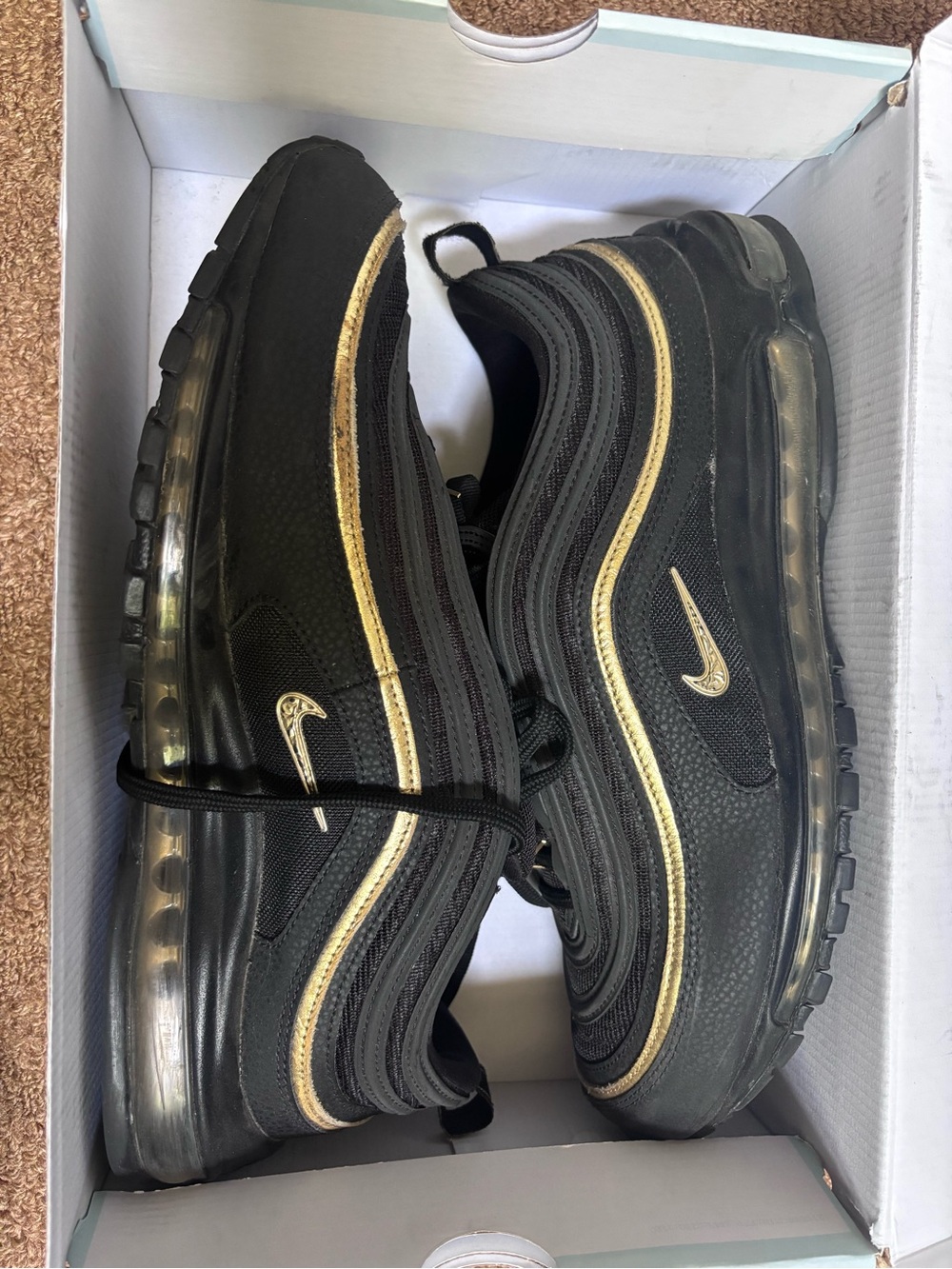 Nike Black and Gold Air Max 97 Sneakers